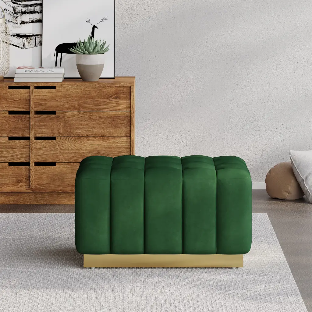 Emerald Velvet Ottoman Pouf Living Room Footrest or Seating nh-cloudhouse