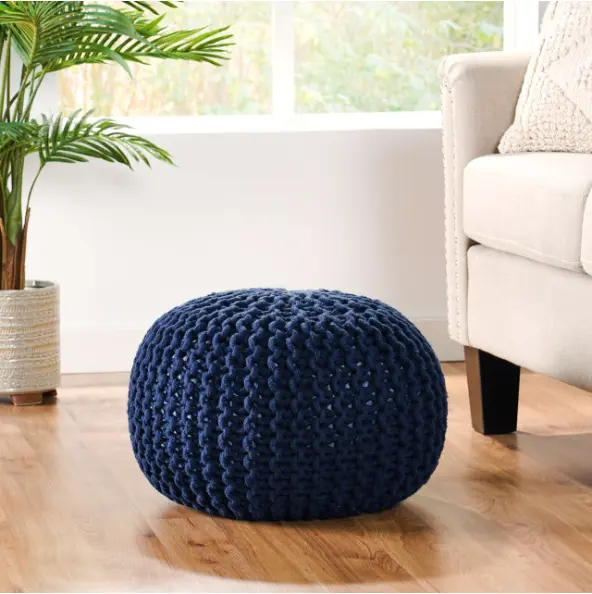 Navy Cotton Moro Pouf Living Room or Bedroom Decor nh-inmax
