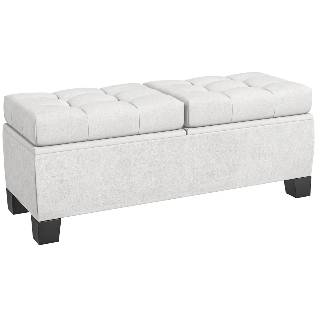 46 Inch Storage Ottoman Bench Upholstered Seat and Steel Frame aosom business