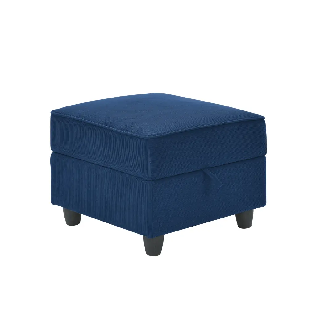 Navy Blue Corduroy Velvet Ottoman Sofa Spring Pack Cushion dg chuang ying