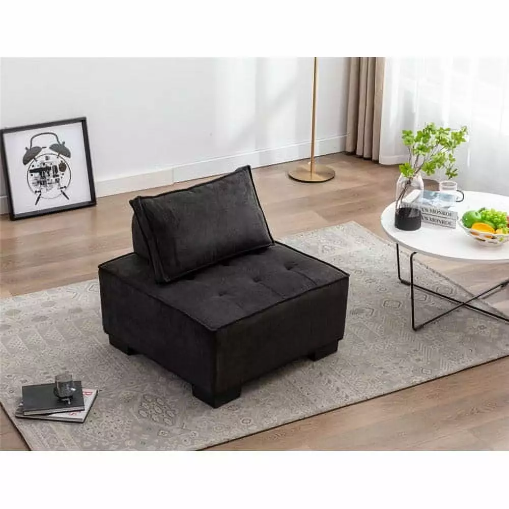 Living Room Ottoman Lazy Chair Black Comfortable Seating Modern Homes Donext