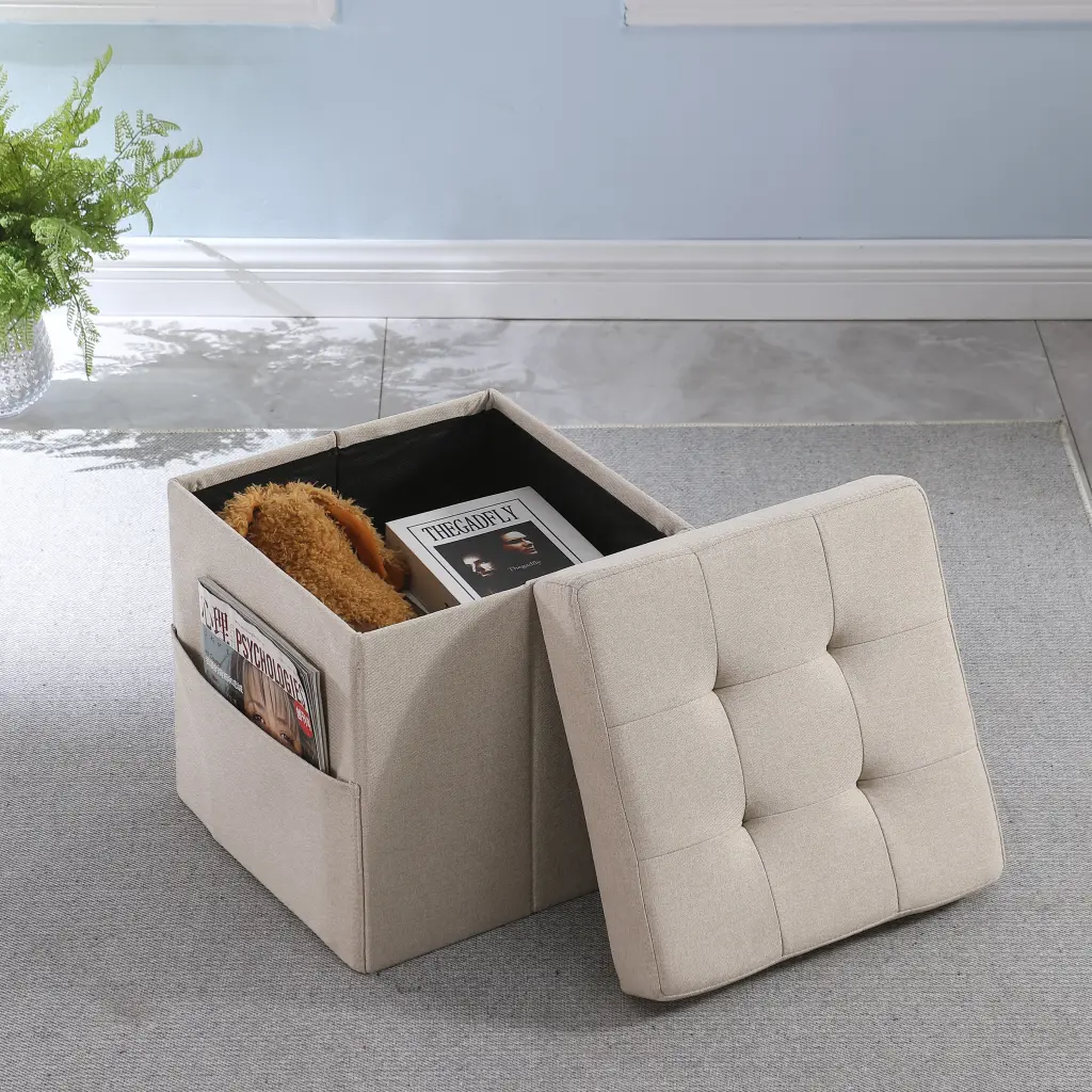 Ottoman Beige Linen Or Linen Blend Primary Living Space homarni furnishings inc.---w1099