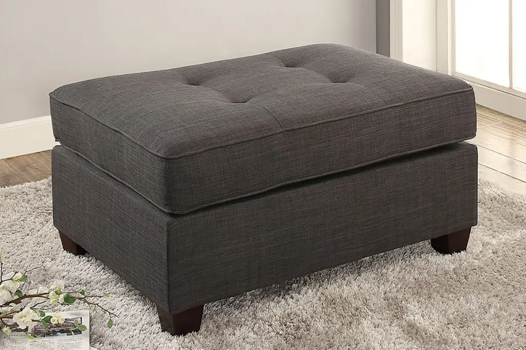 Cocktail Ottoman Dorris Fabric Ash Black Color Tufted Seats kanepe