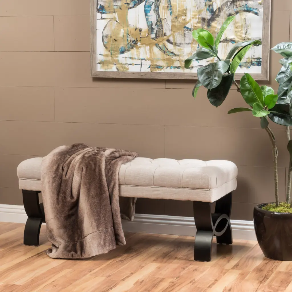 Hilton Ottoman Light Beige Fabric Storage Footrest Living Room nh-sunfay
