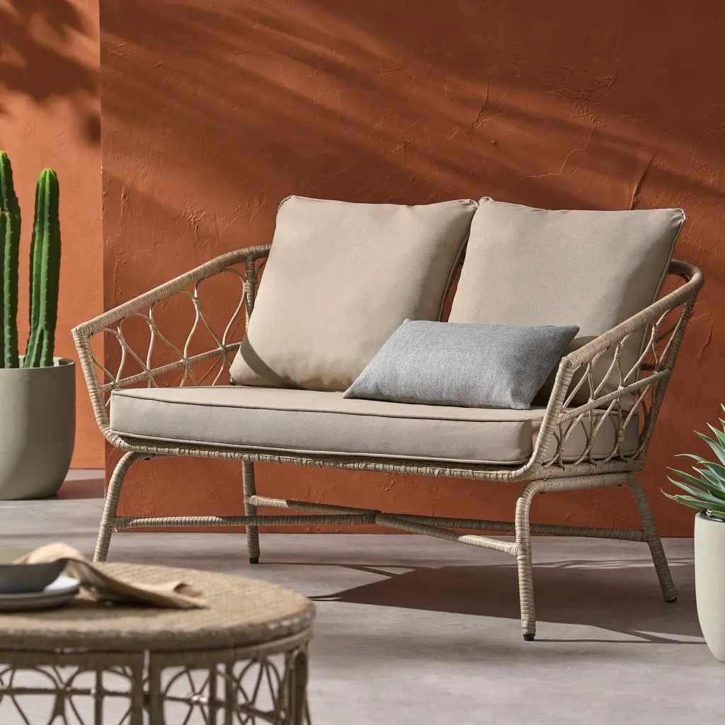 Bruce Seat Brown PE Rattan Iron Waterproof Fabric Chair nh-kisa