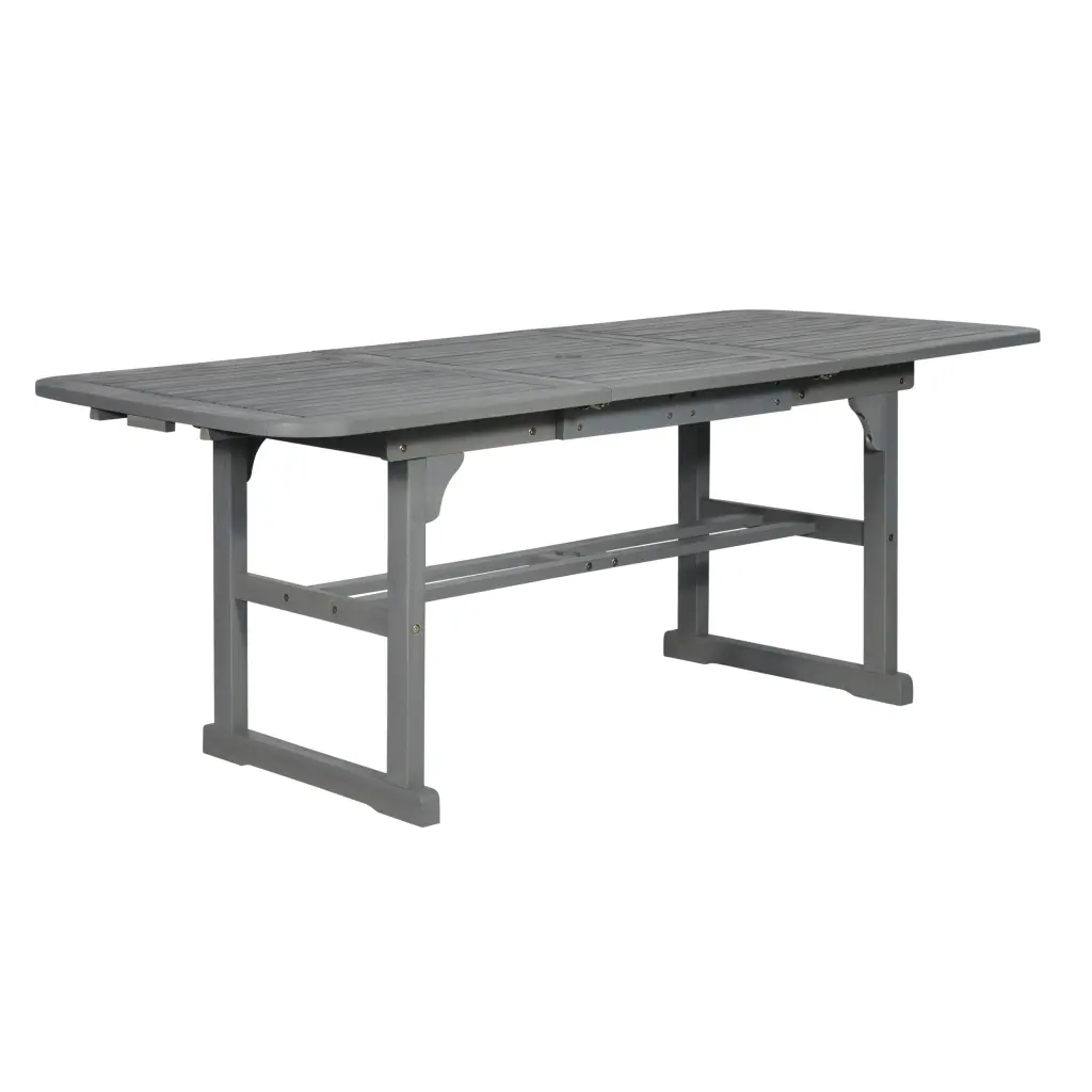 Modern Slat Top Solid Acacia Wood Butterfly Outdoor Dining Table Grey walker edison