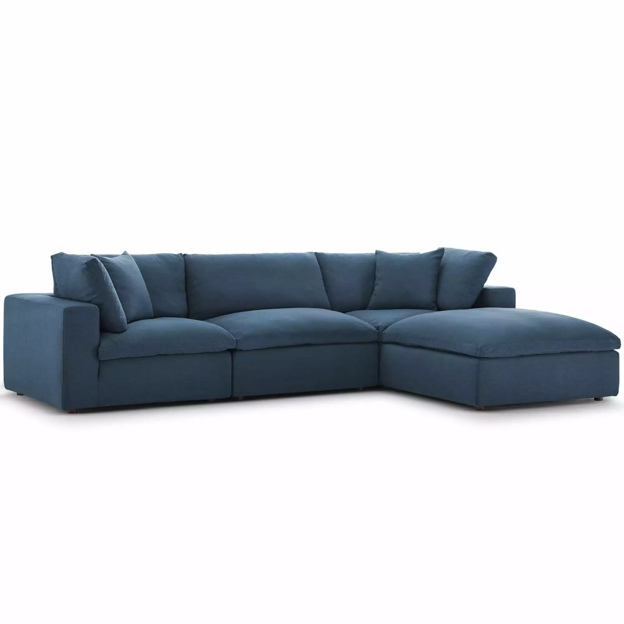 Ergode Commix Down Filled Overstuffed 4 Piece Sectional Sofa Set Azure Modern Living Room Couch