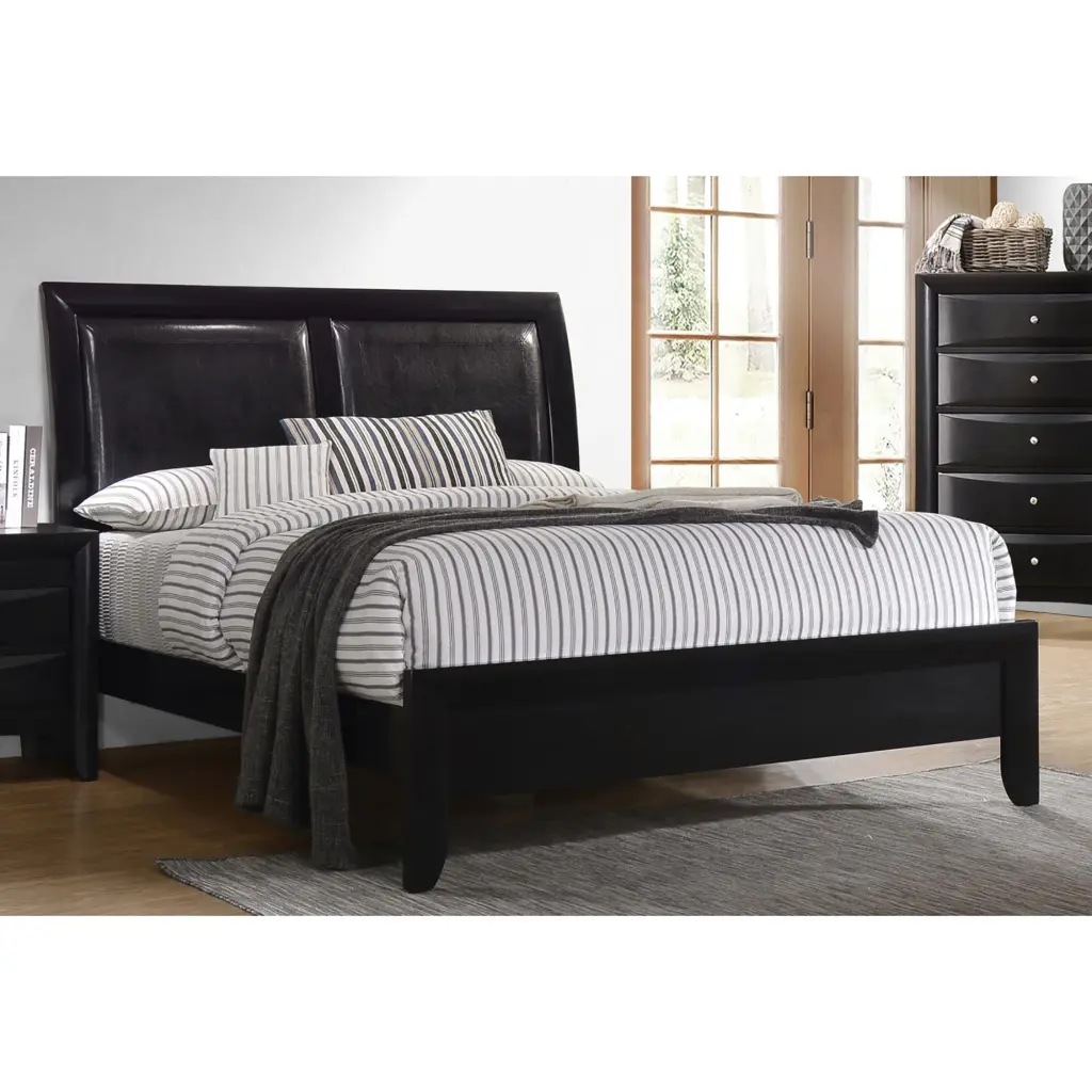 Black Upholstered Queen Panel Bed Box Spring Required furniture max