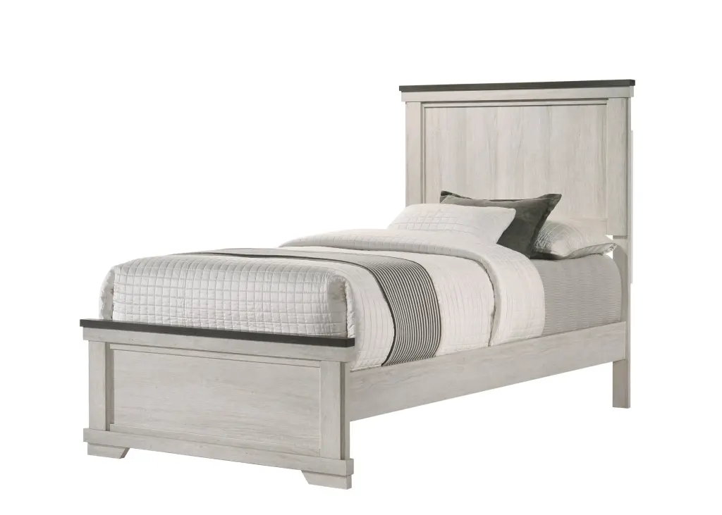 Farmhoutilize Rustic Style Antique White & Brown Twin Size Panel Youth Bed kanepe