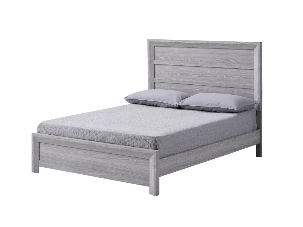 Rustic 1 Piece Wooden Bedroom Furniture Queen Size Panel Bed Gray Finish kanepe