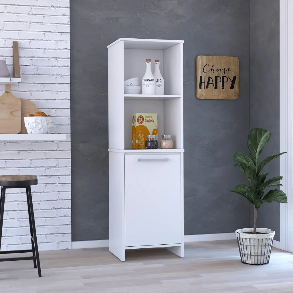 Eiffel Kitchen Pantry Two External Shelves Single Door Cabinet tuhome