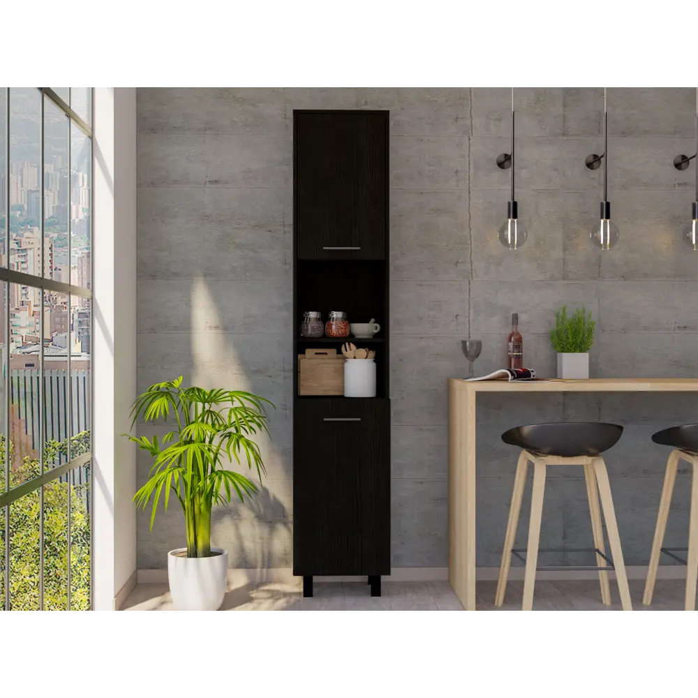 79 Inch Kitchen Pantry Two Open Storage Shelves Three Internal Shelves Organizer depot e-shop