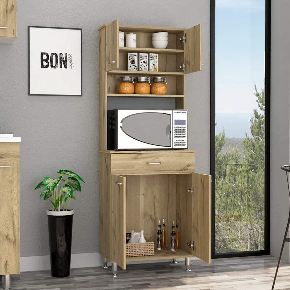 Pantry Piacenza Two Double Door Cabinet Light Oak Finish treevol furniture