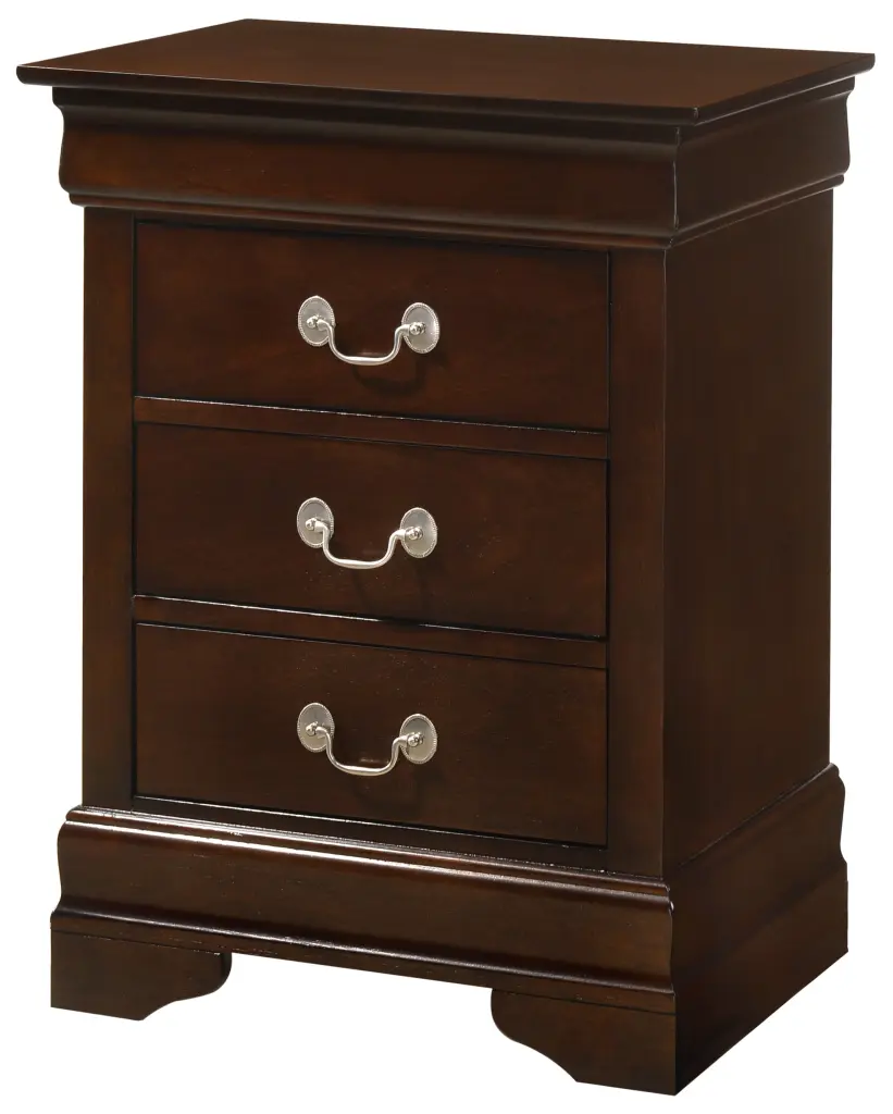 Louis Phillipe G3125 3 Drawer Nightstand Cappuccino Beige Particle Board Bedside Table glory furniture