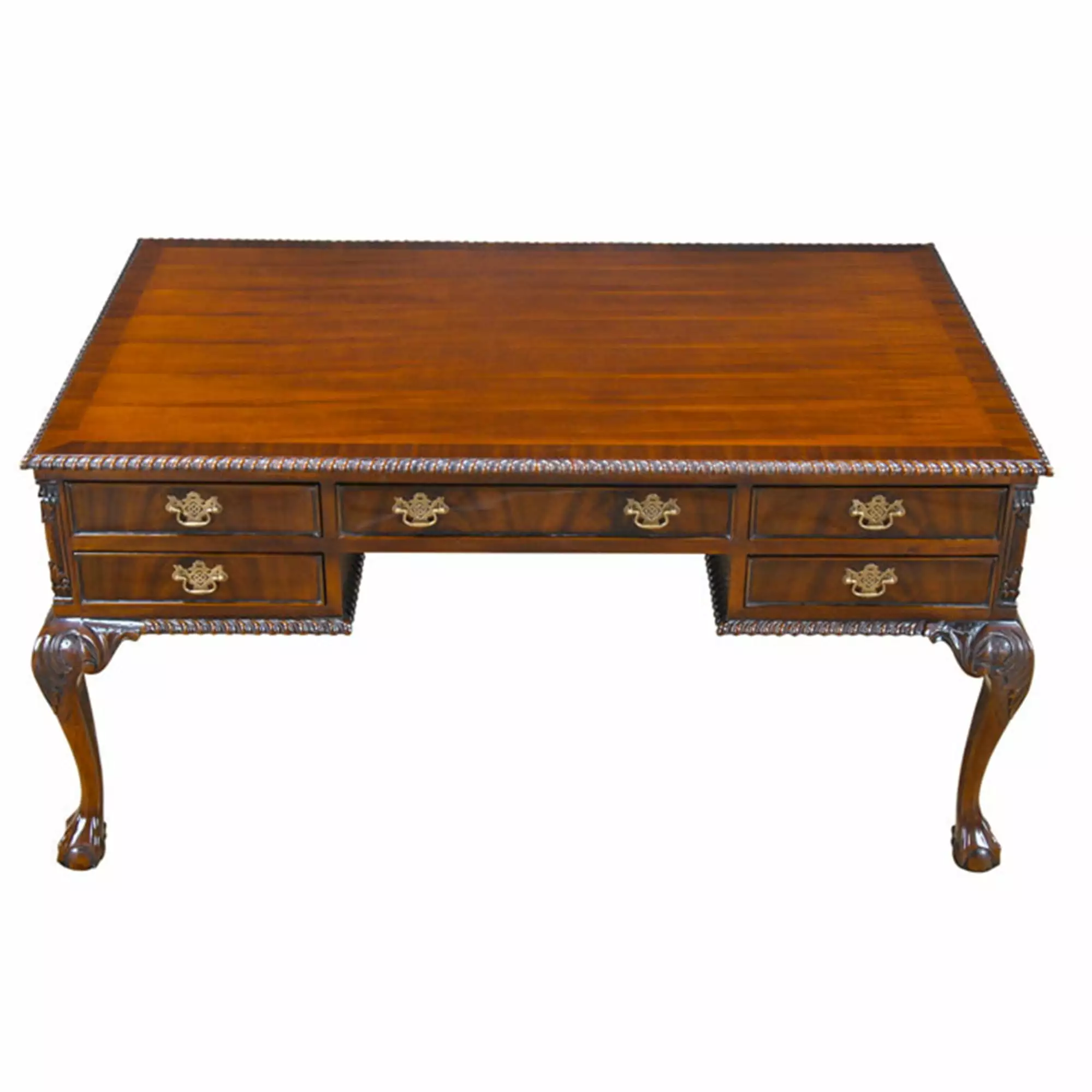 Mahogany Chippendale Partner Desk Antique Style Large Workspace Niagara Furniture