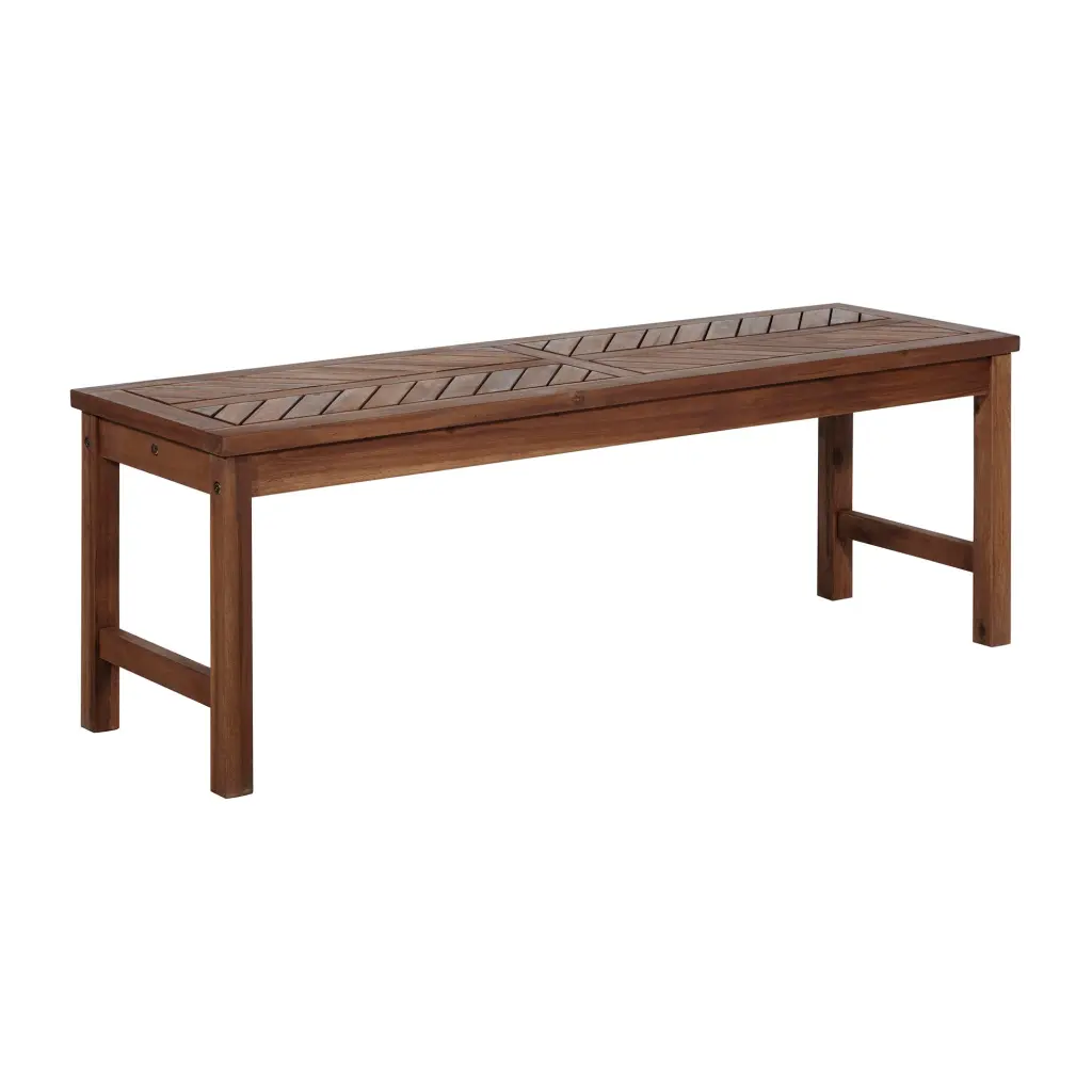 Modern Chevron Top Solid Wood Patio Bench Dark Brown Polyester Finish walker edison