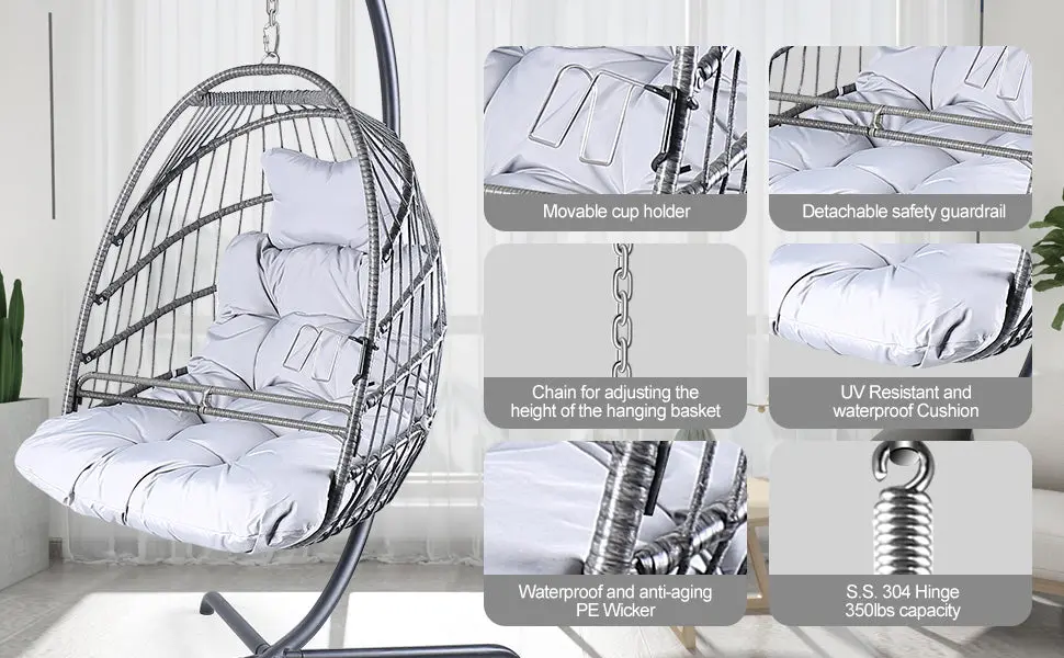 Swing Egg Chair Stand - Indoor Outdoor Wicker Rattan Patio Hanging Chair gbkgoods