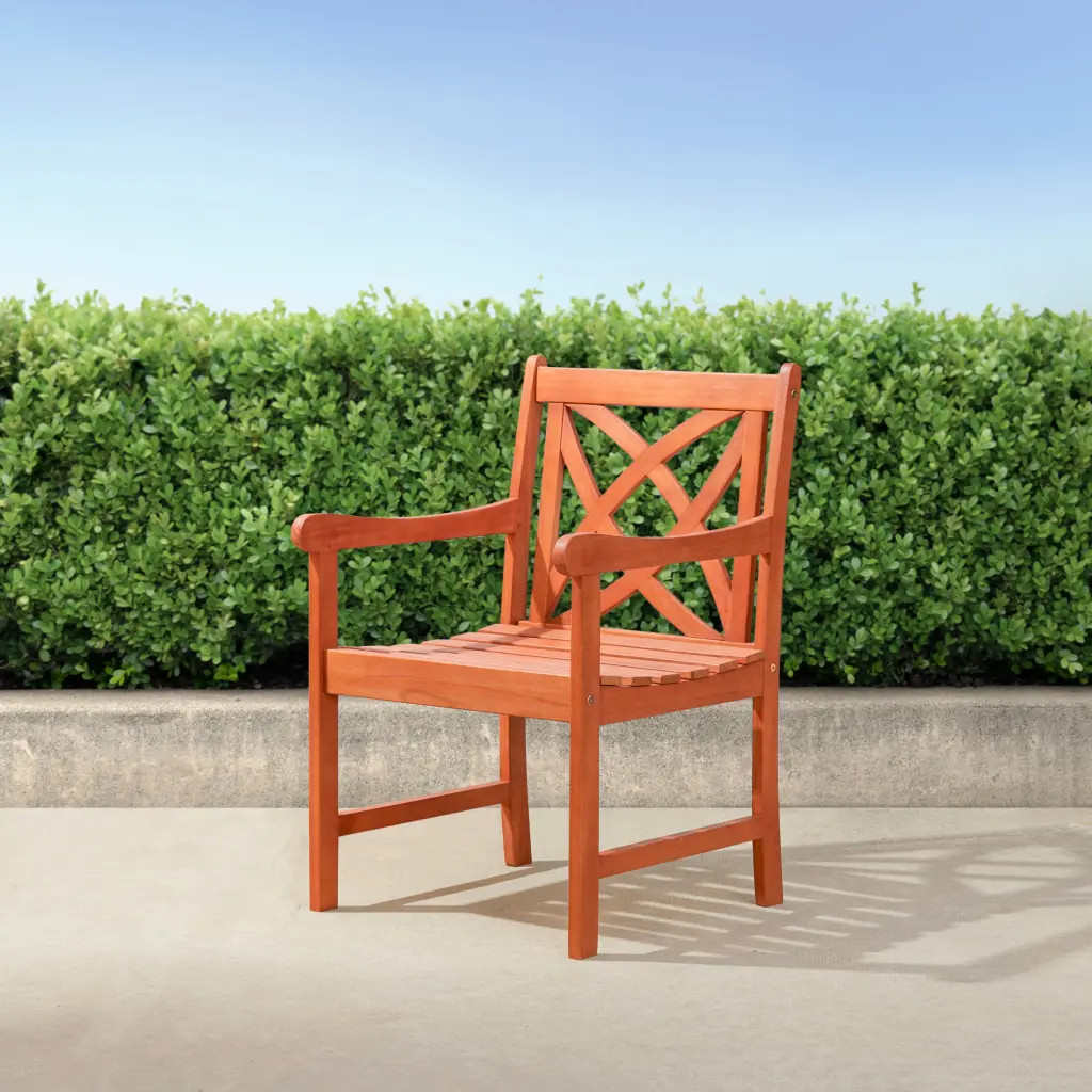 Heraldo Reddish Brown Tropical Wood Patio Armchair Natural Wood Finish sol