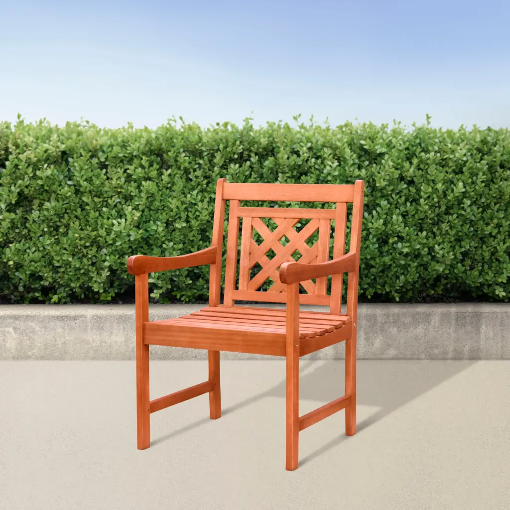 Siriana Reddish Brown Tropical Wood Patio Armchair Natural Wood sol