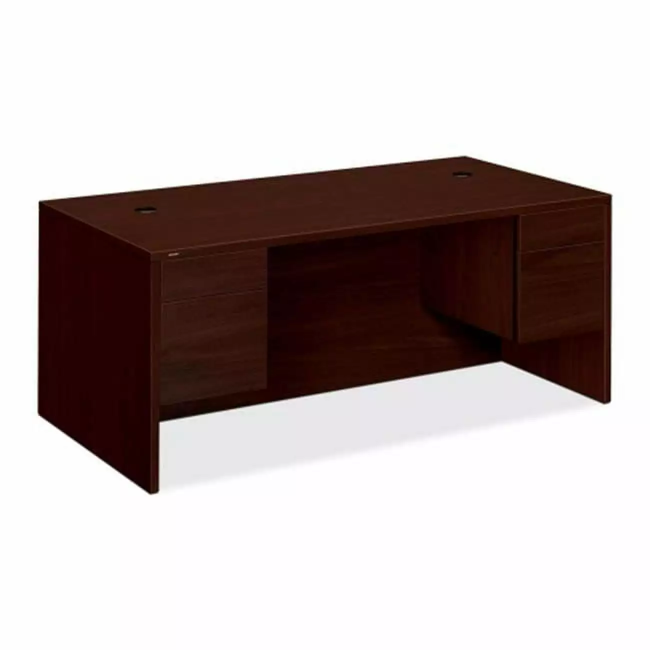 Double Pedestal Desk 72x36x29.5 Inches Mahogany Rectangle Top Office Desk Convenience Concepts