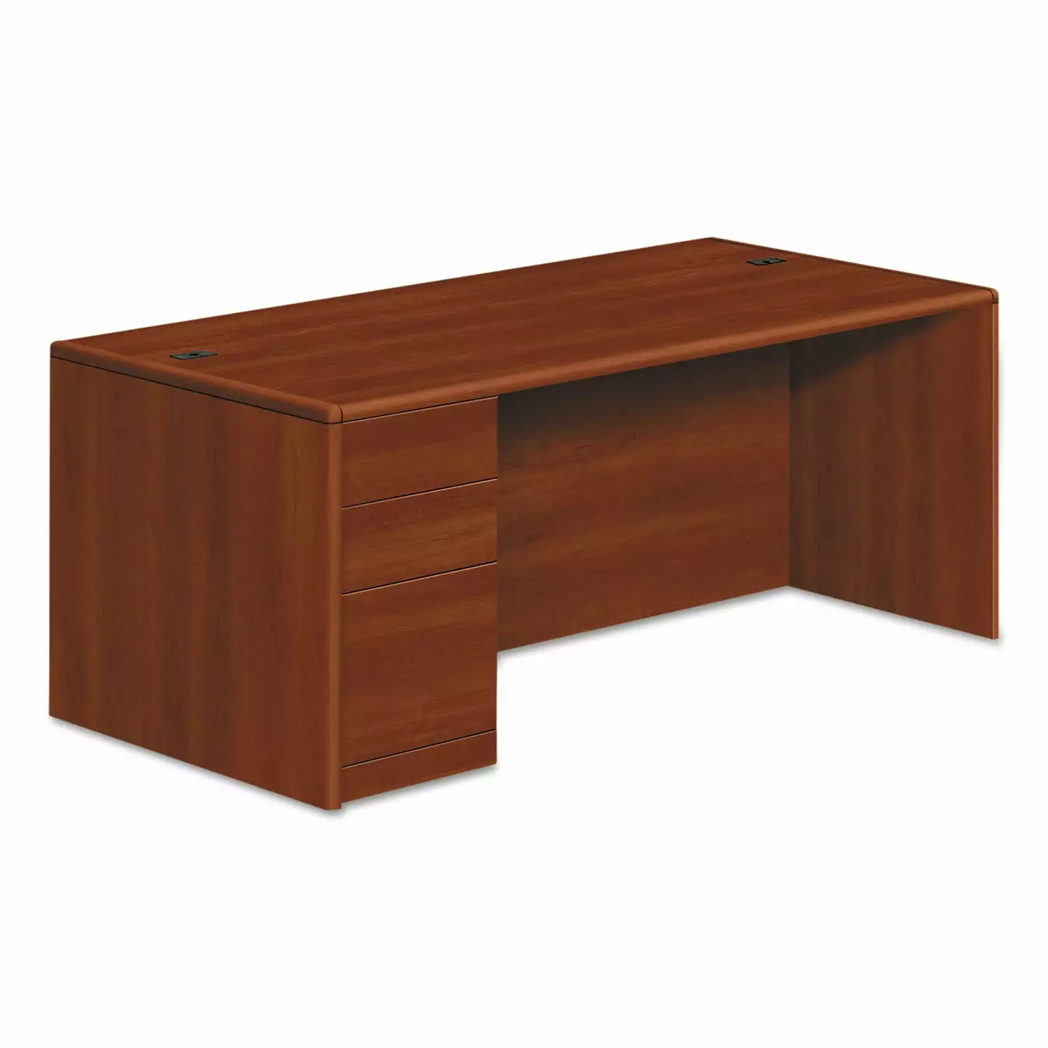 HON 10700 Series Single Pedestal Desk Full-Height Left Pedestal 72 x 36 x 29.5 Cognac