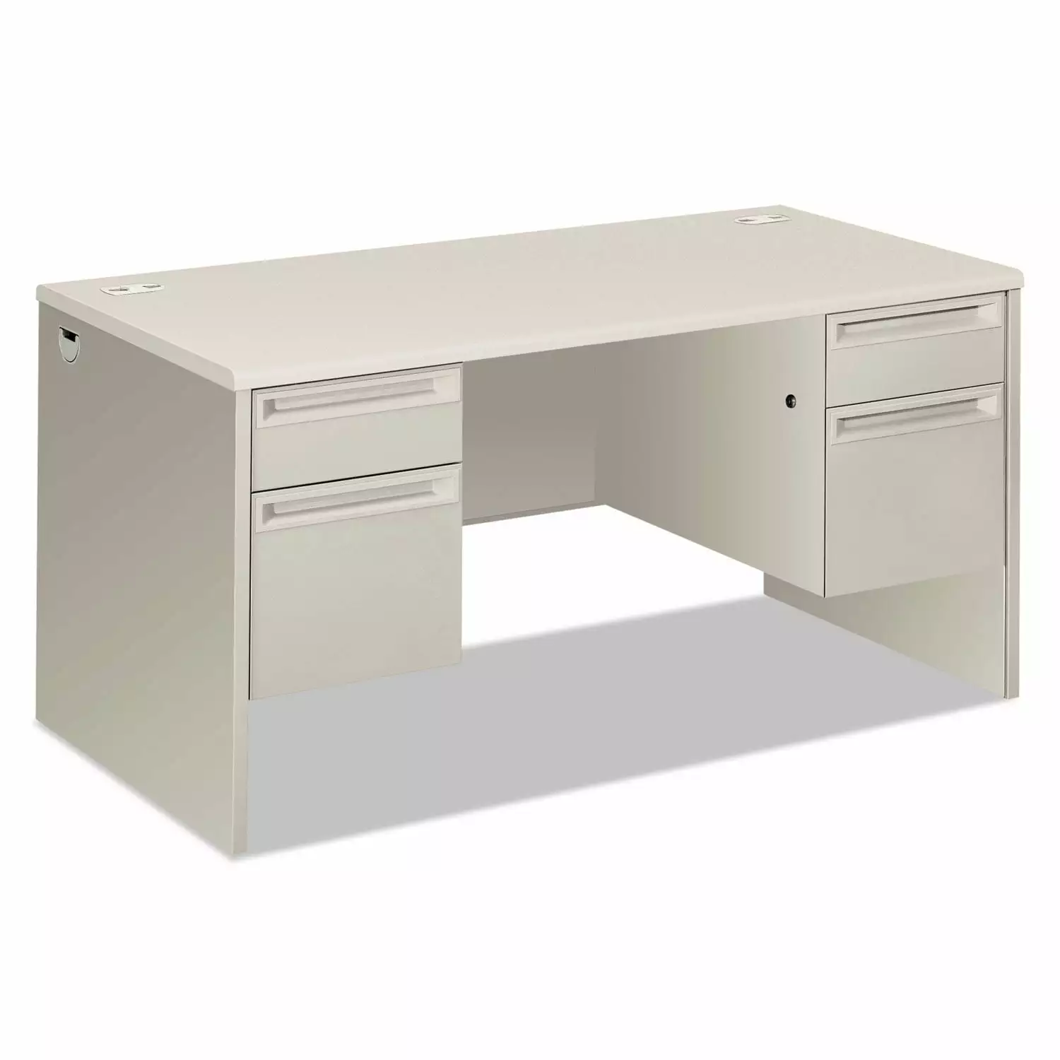 HON 38000 Series Double Pedestal Desk 60 Wide Silver Mesh/Light Gray - Professional Office Desk