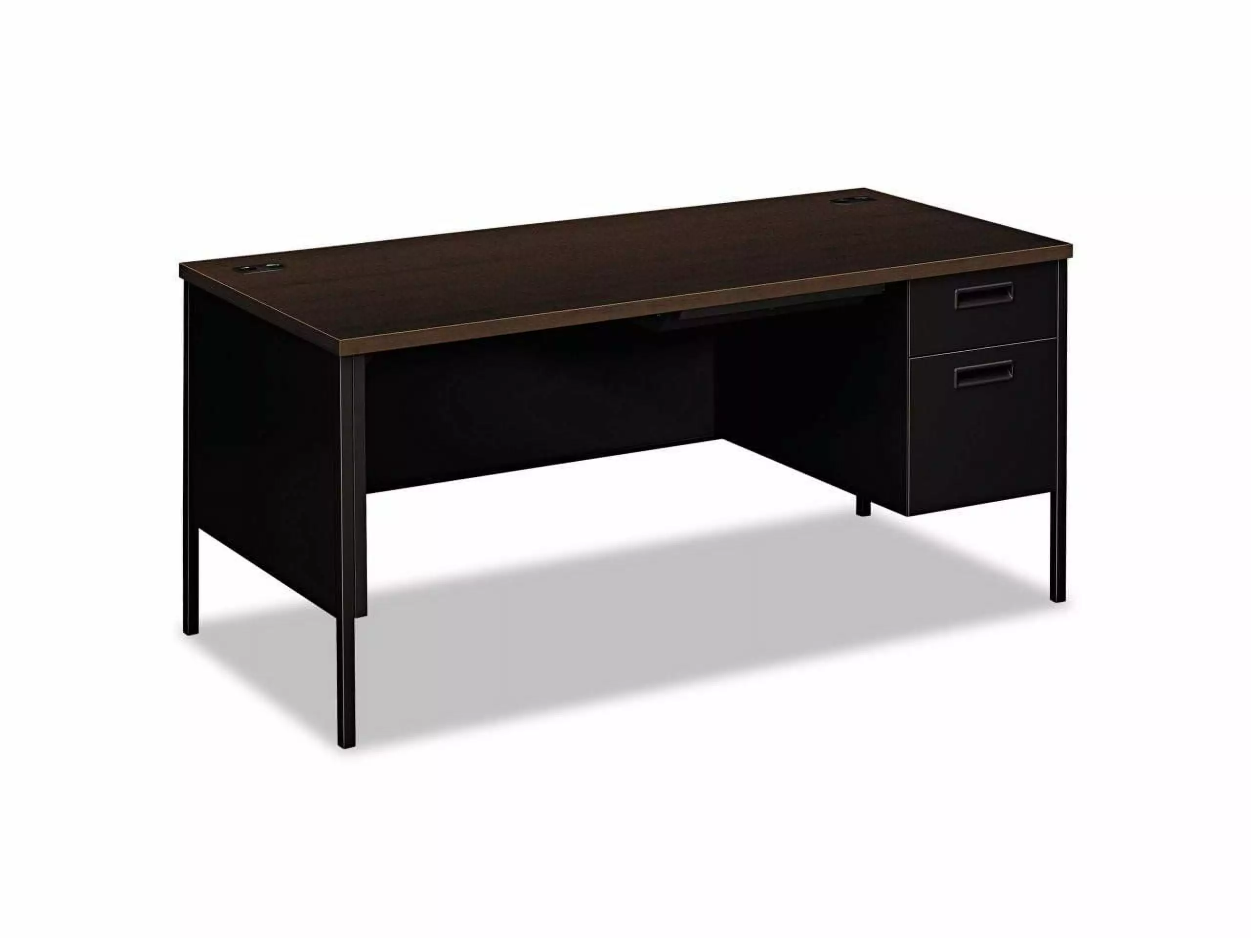 HON Metro Classic Right Pedestal Desk 66w x 30d Mocha Black Office Workstation