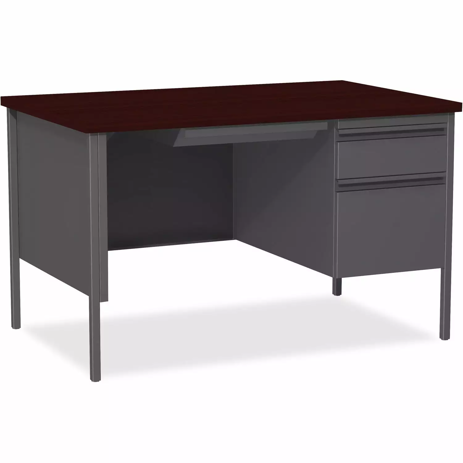 Lorell Right Single Pedestal Desk RH 48x30 Mahogany Office Desk