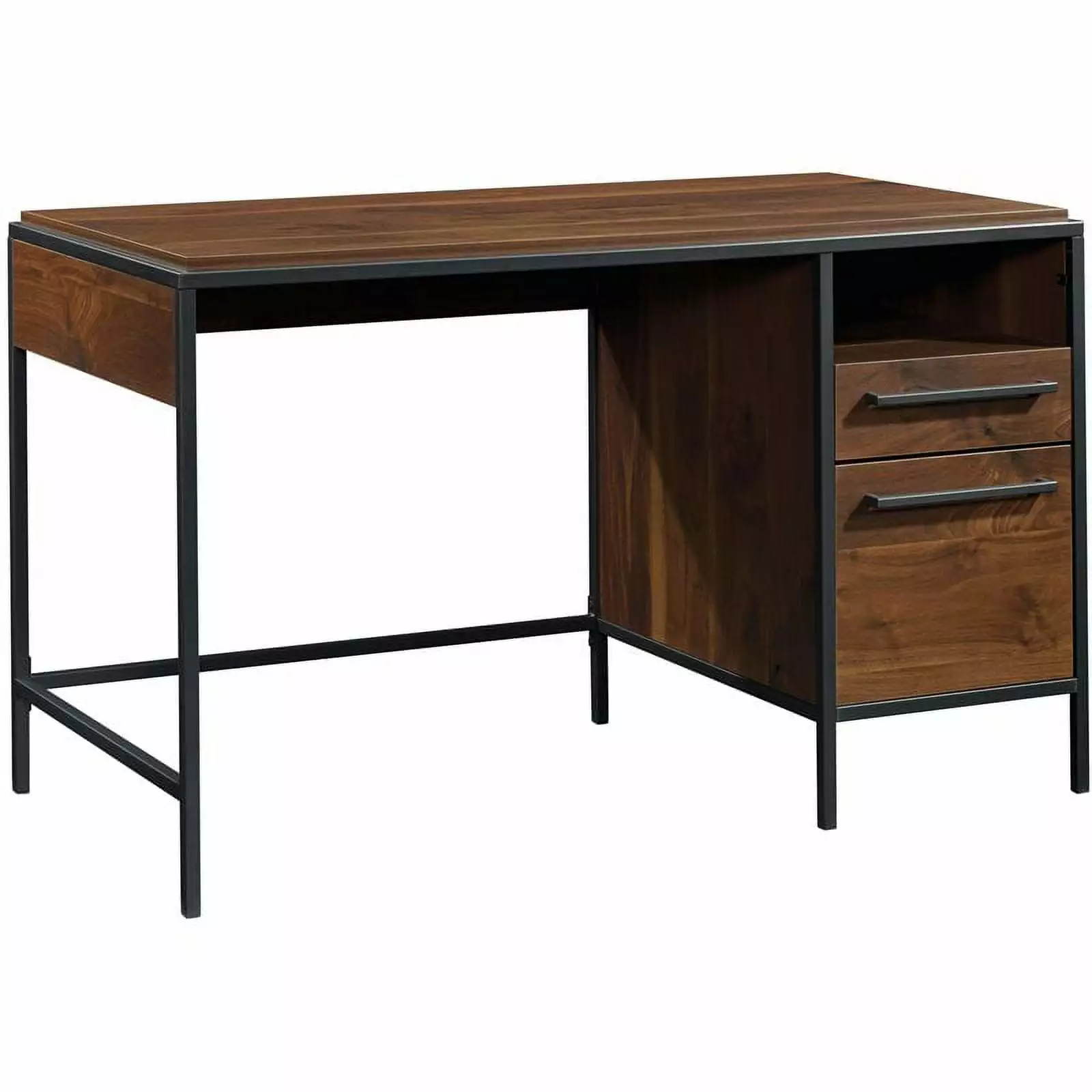 Pemberly Row Engineered Wood Single Pedestal Desk Grand Walnut