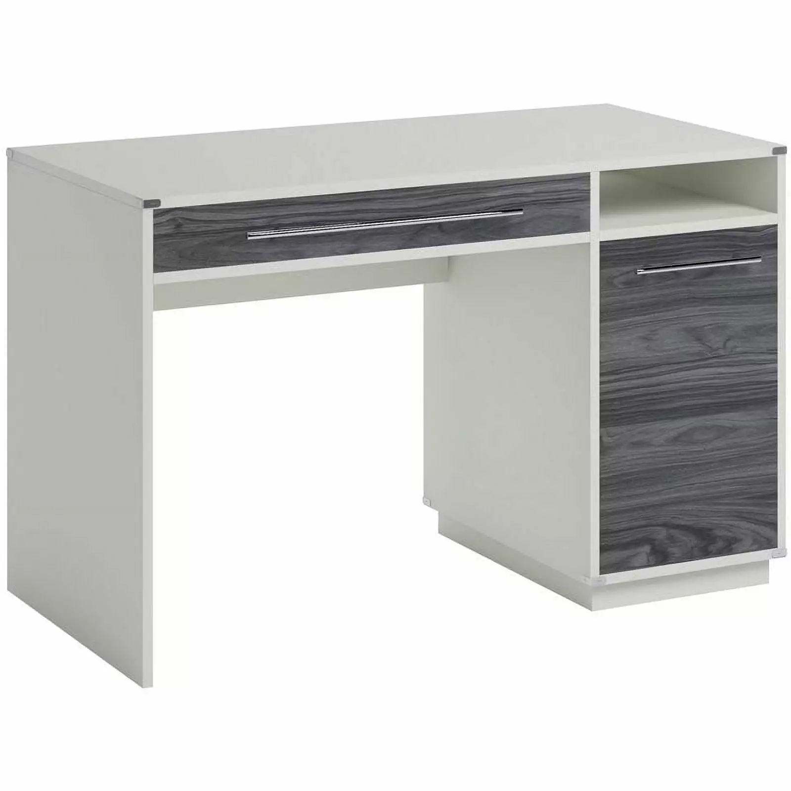 Pemberly Row Engineered Wood Single Pedestal Desk Pearl Oak Misted Elm - Classic Home Office Desk
