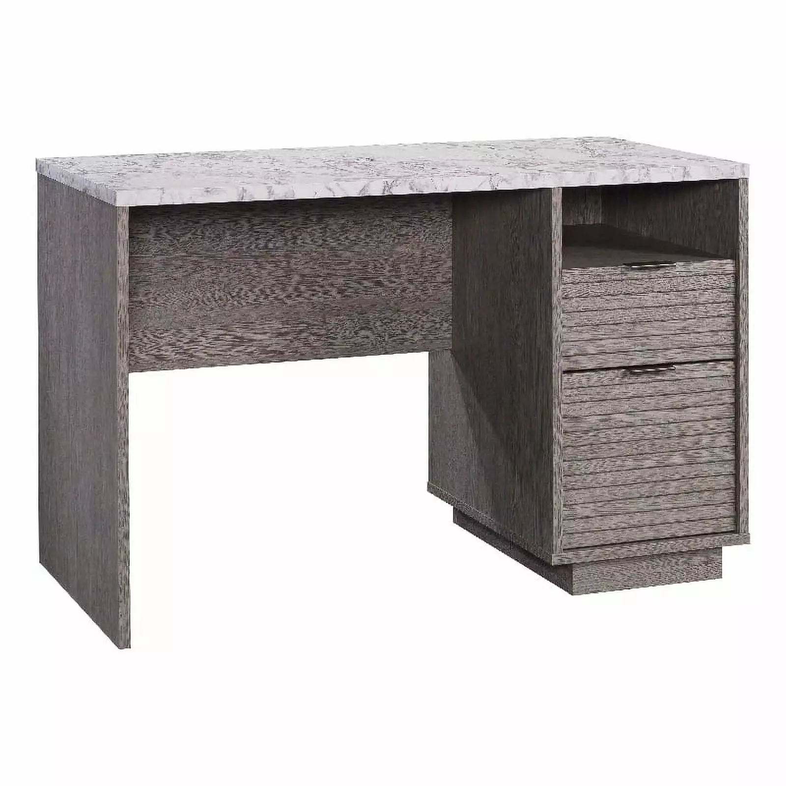 Pemberly Row Engineered Wood Single Pedestal Desk Ashen Oak Modern Office Desk