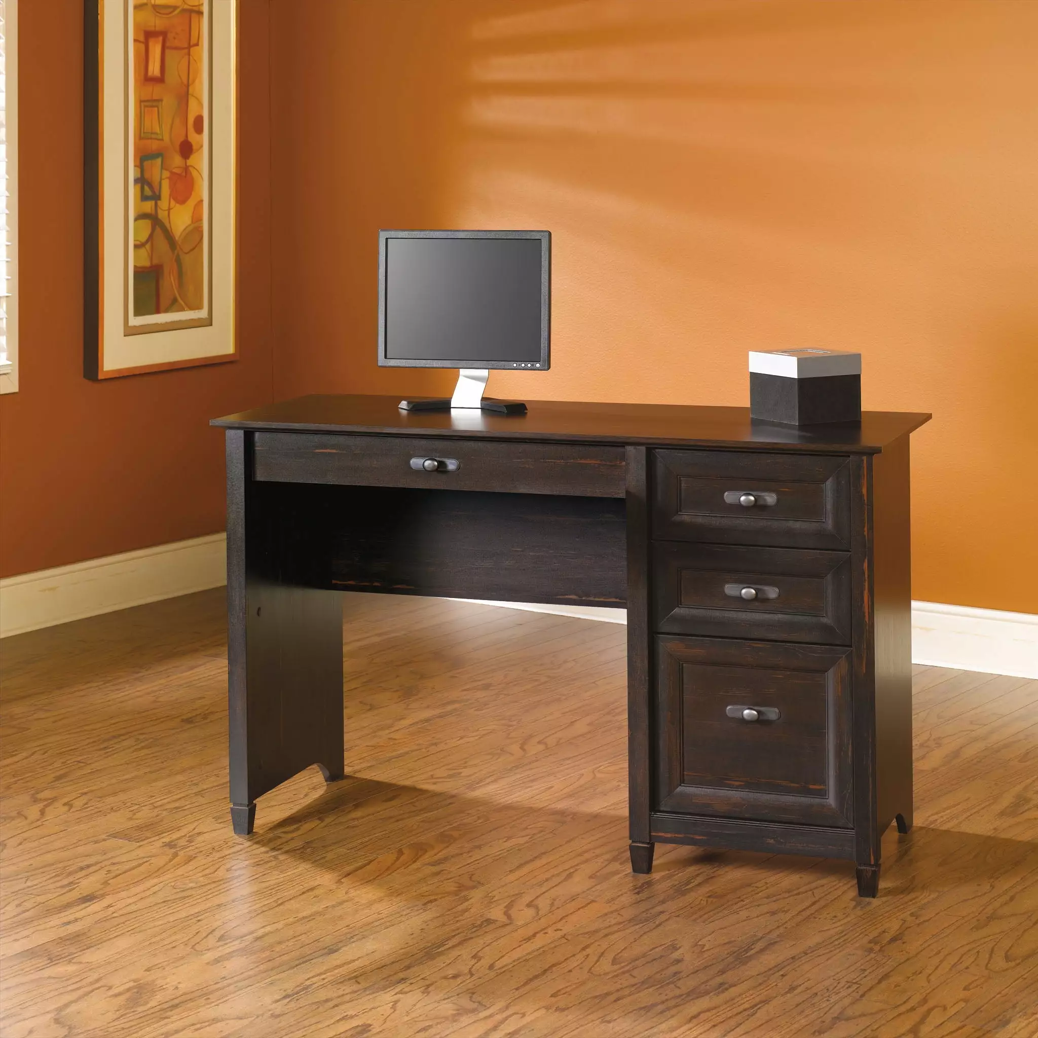 Sauder New Cottage Pedestal Desk Antiqued Paint Finish Home Office
