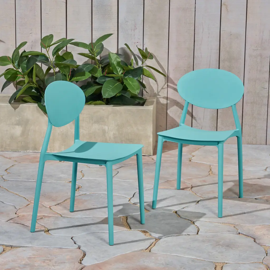 Westlake Injection Molding PP Chair Set 2 Teal Polypropylene nh-ihave