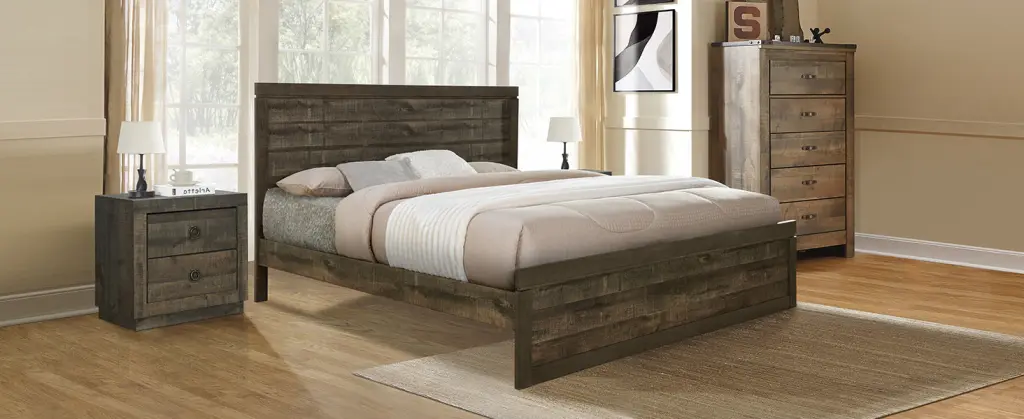 3 Piece Vintage Farmhouse King Size Platform Bed - 10 Wooden Slat Support Bed Frame bed best