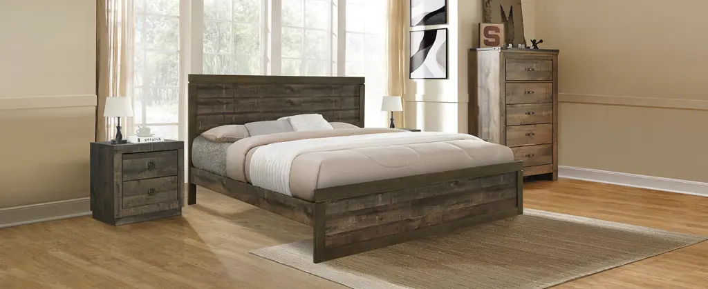 3 Piece Vintage Farmhouse King Size Platform Bed - 10 Wooden Slat Support Bed Frame bed best