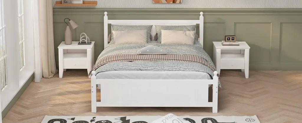Queen Size Solid Wood Platform Bed Frame Kids, Teens, Adults, No Noise bed best