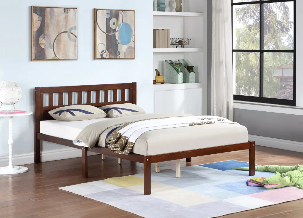Full Bed Frame Wood Platform Bed Headboard Sturdy Wooden Bed Base fullbarn e-commerce