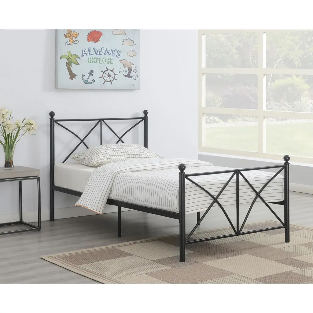 Black Twin Platform Bed Box Spring Not Required Twin Black Metal Bedroom Bed Frame furniture max
