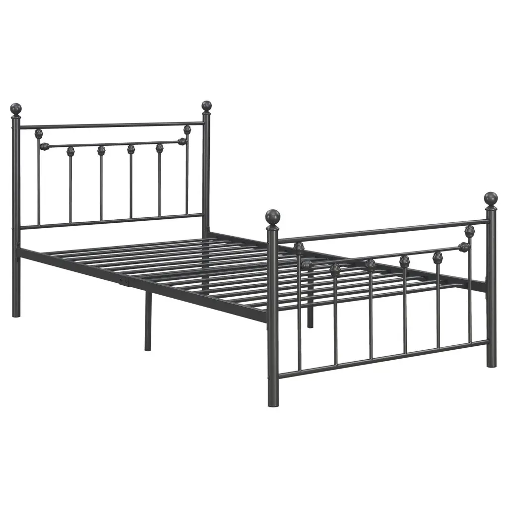 Gunmetal Slatted Twin Platform Bed Box Spring Not Required furniture max