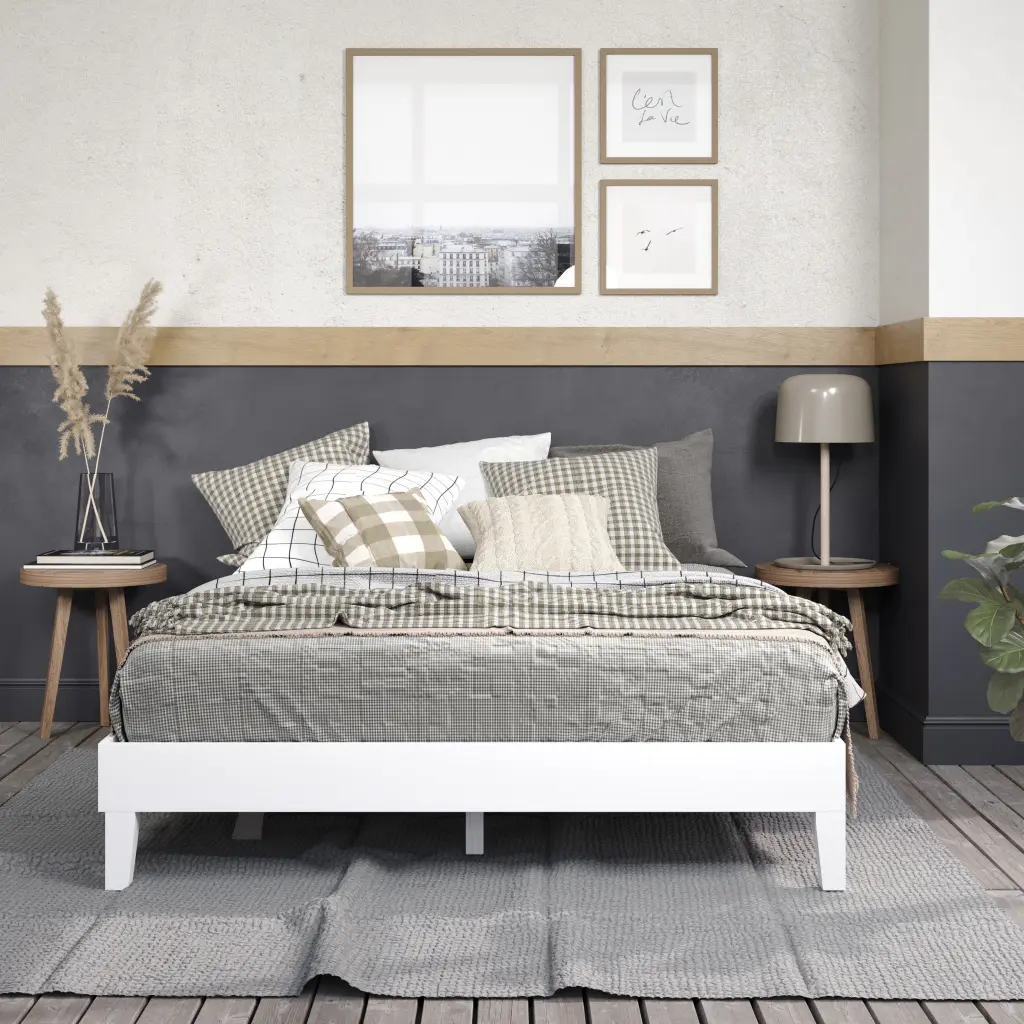 Nix Queen Platform Bed White Queen Size White Wood Frame Storage steve silver furniture