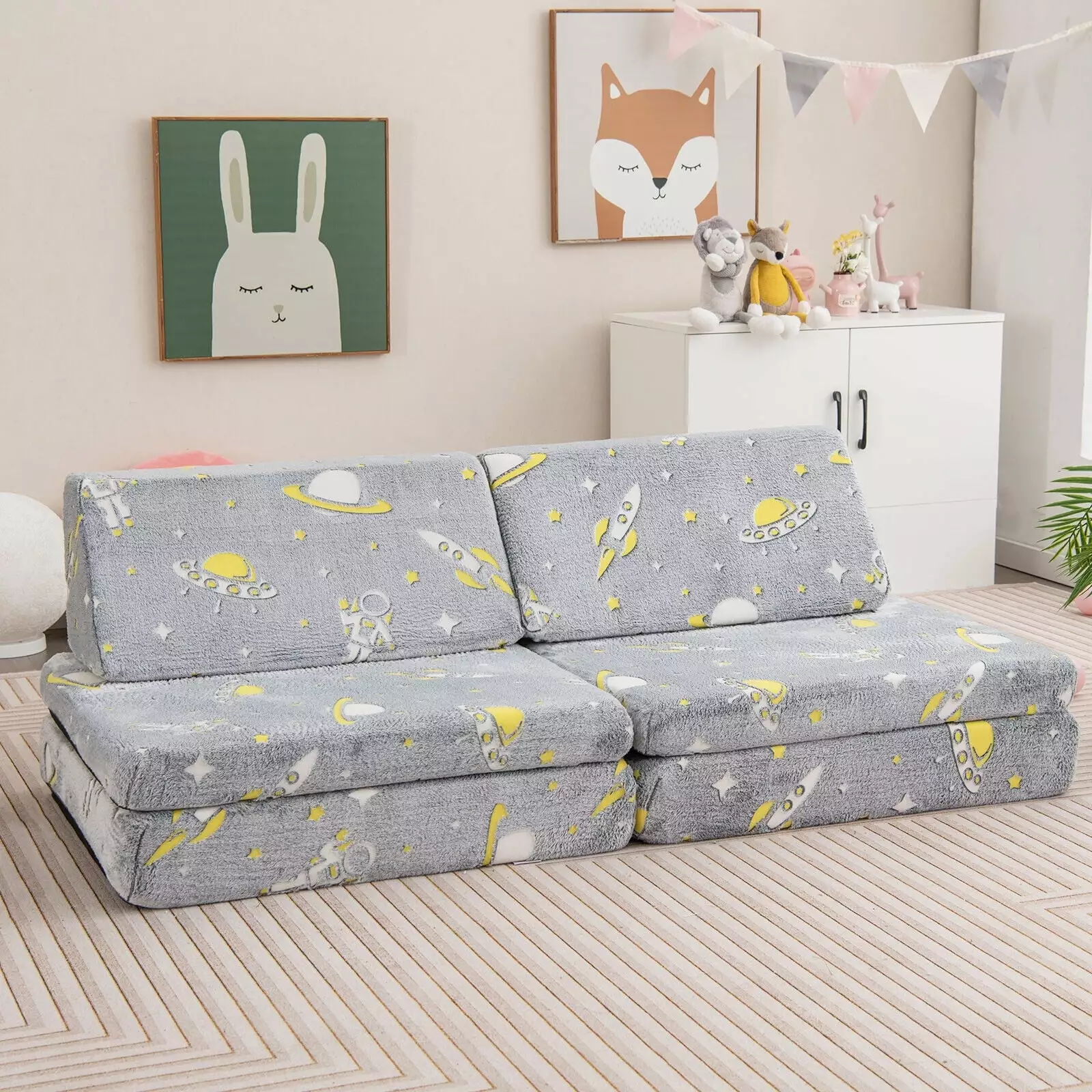 Amijoy 6 Childrens Game Sofas Modular Infant Luminous Sofas Machine Washable Covers
