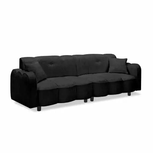 96.06 Inch Large Teddy Plush Sofa Living Room and Entertainment Space JUHOO
