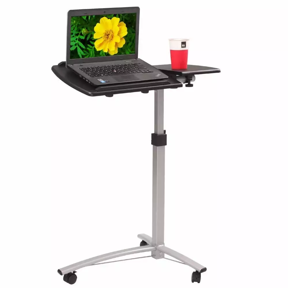 Akoyovwerve Adjustable Laptop Table Wheels Bed/Sofa Portable Rolling Computer Desk Black