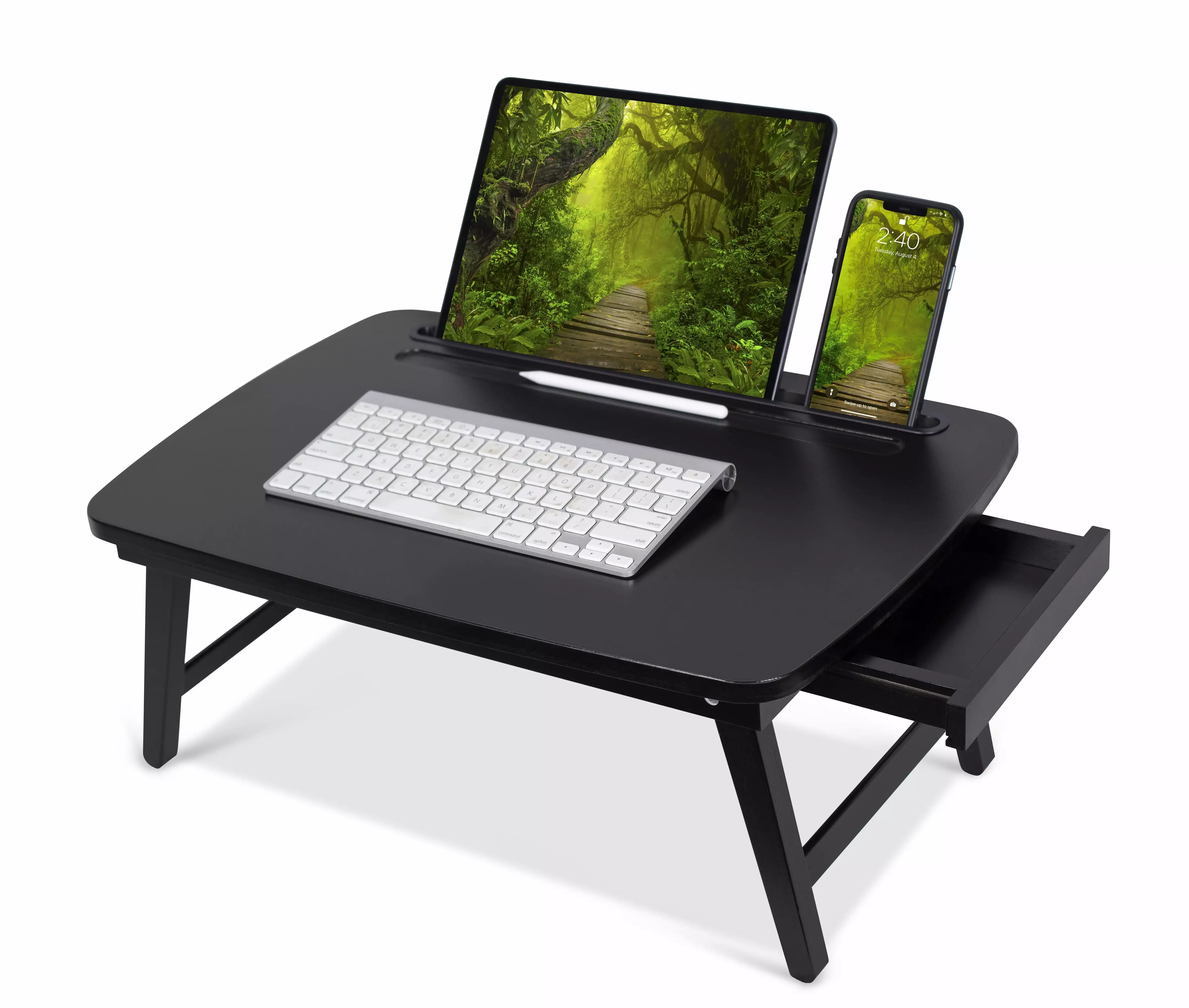 BirdRock Home Portable Sit or Stand Desk Storage Drawer and Media Slot Espresso BirdRock Brands