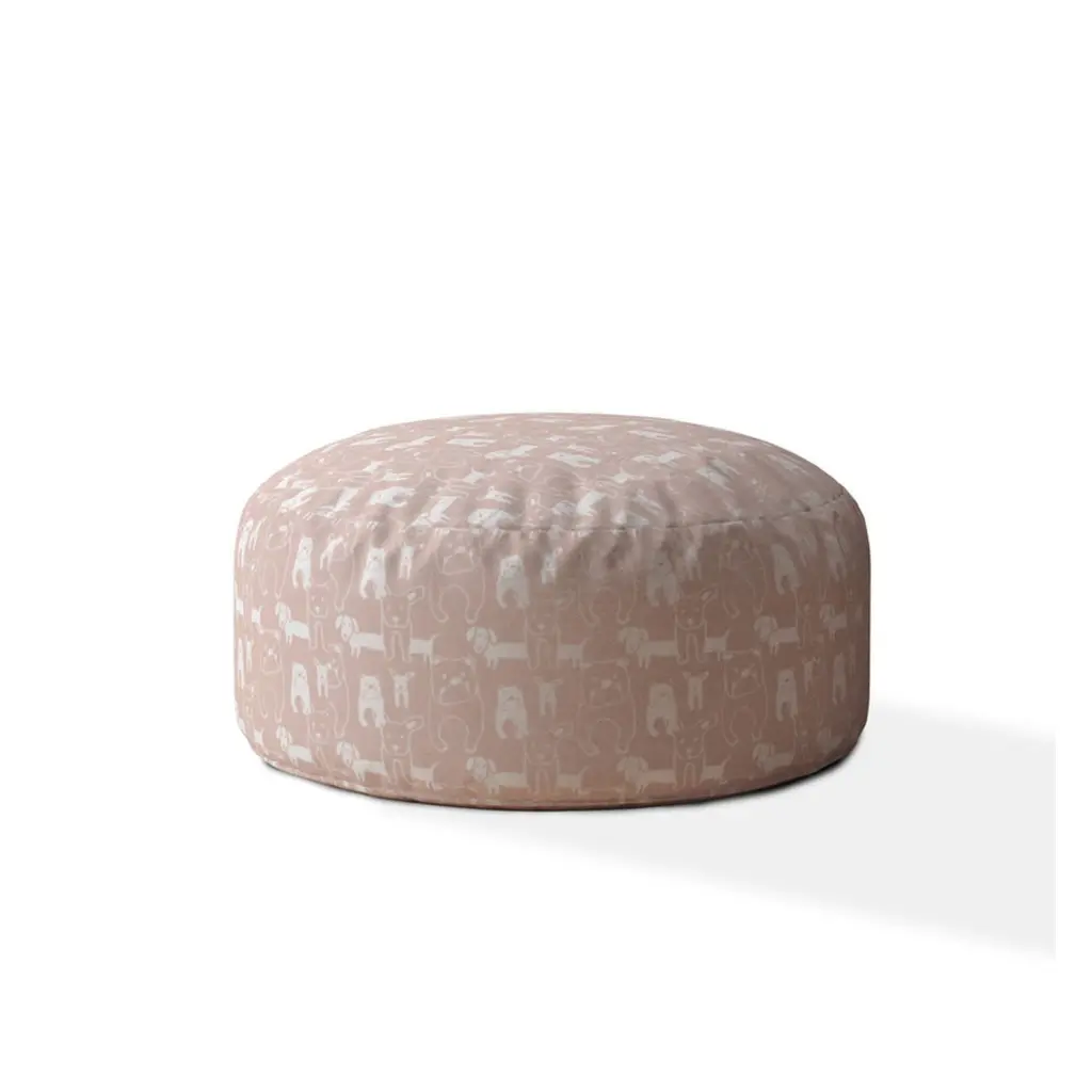 Indoor Blush Round Zipper Pouf Stuffed Extra Beads 24 Inches usa made pillow and pouf