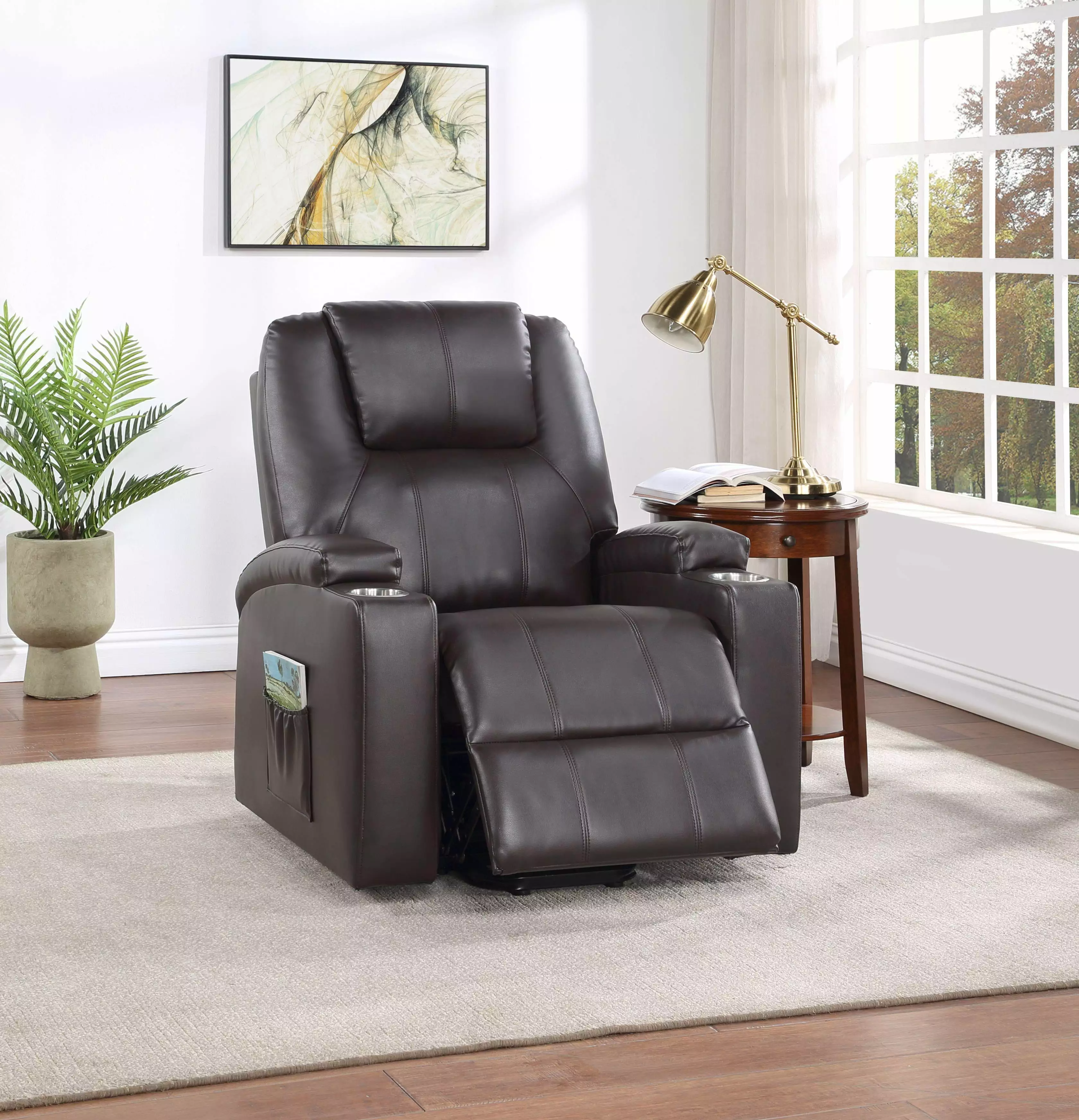 Acme Evander Power Lift Recliner Brown Leather Aire Acme Furniture
