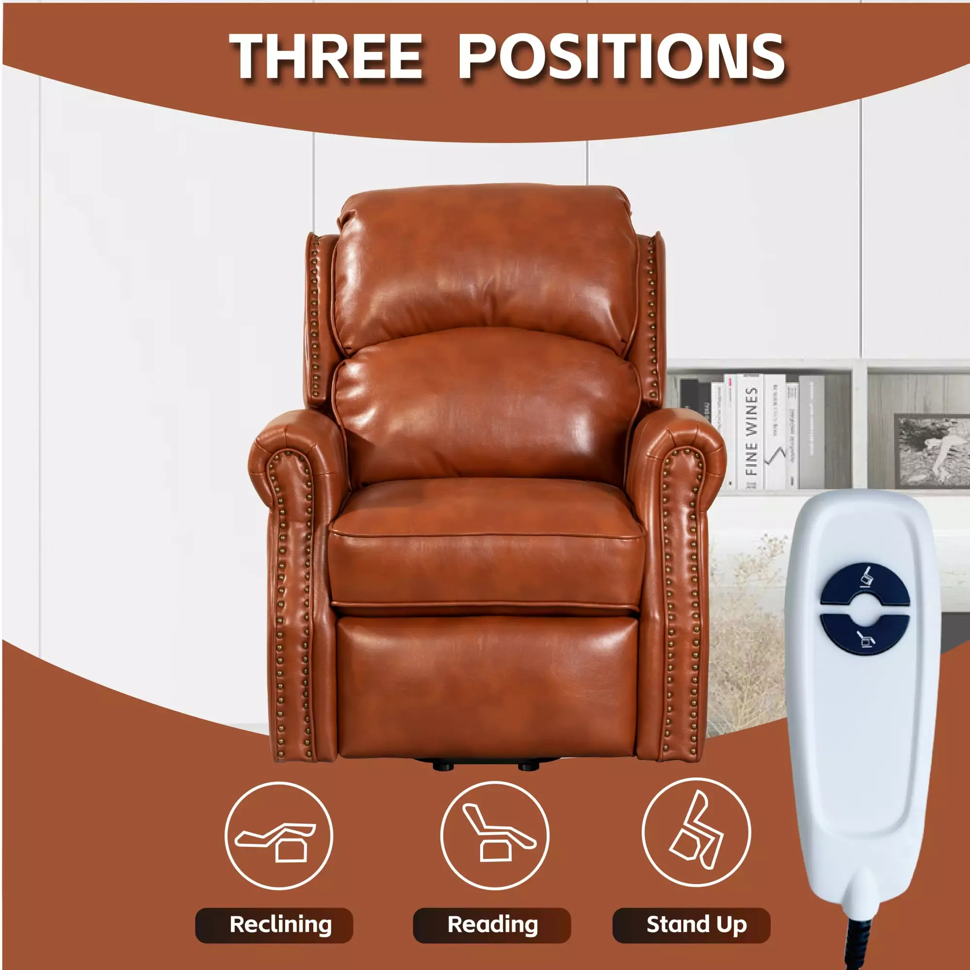 Lehboson Electric Power Lift Recliner Chair Elderly Caramel ANTFURN