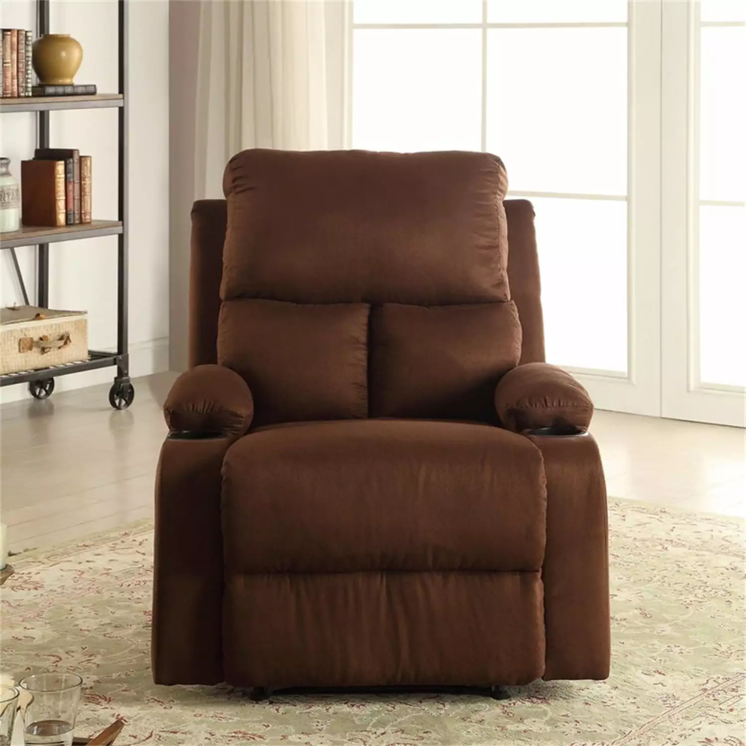 Power Lift Chair Recliner Sofa 2 Cup Holders Adjustable Ergonomic Velvet Upholstered Lounge Chair Chocolate ARCTICSCORPION