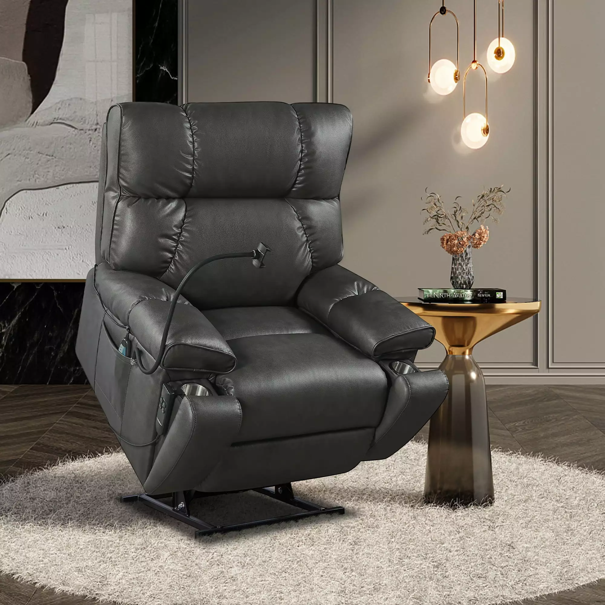 Clearance Electric Power Lift Recliner Chair Massage Heat and Cup Holders Elderly Best Chair