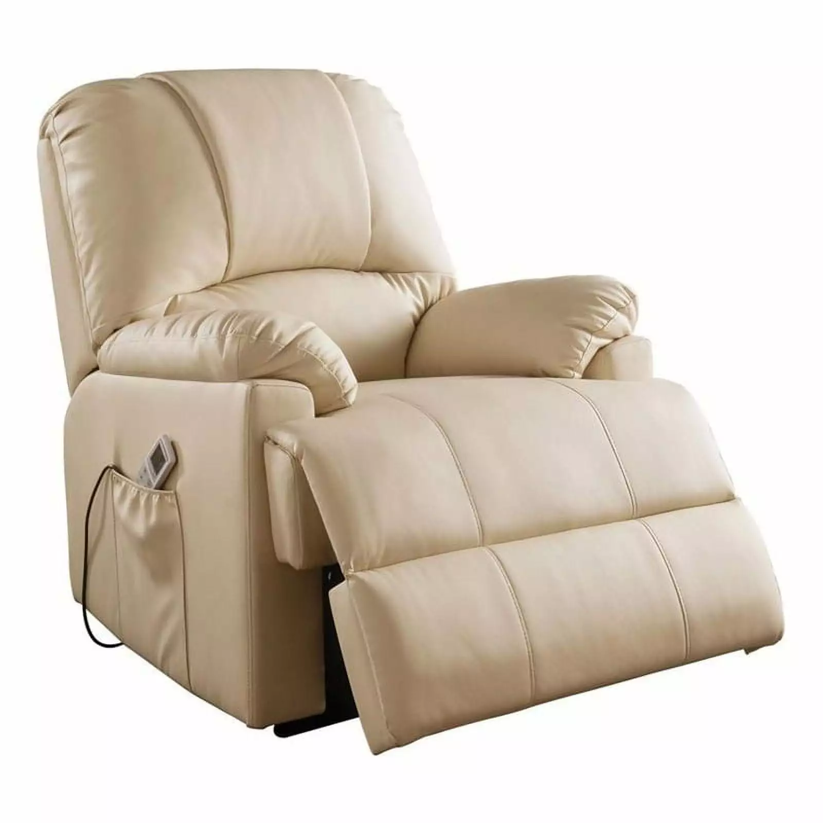 Bowery Hill Contemporary Faux Leather Power Lift and Massage Recliner Beige